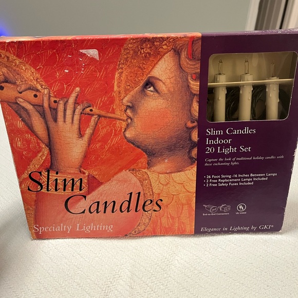 White Slim Candlestick Indoor 20 Light Set - Picture 2 of 9